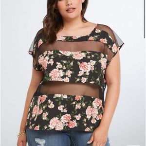 Torrid Sheer Top W/Flowers Size 3X